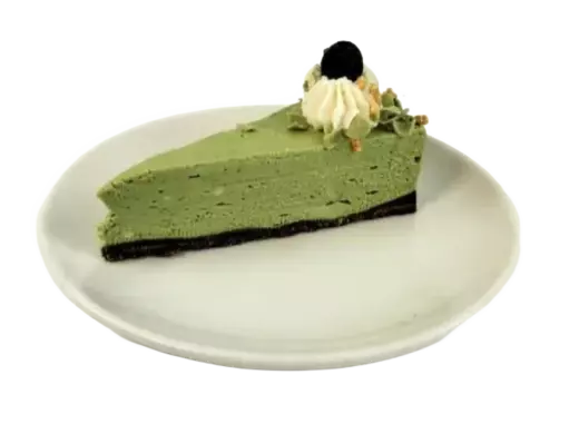 Cheesecake matcha řez