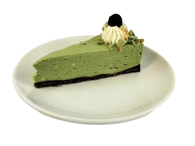 Cheesecake matcha řez